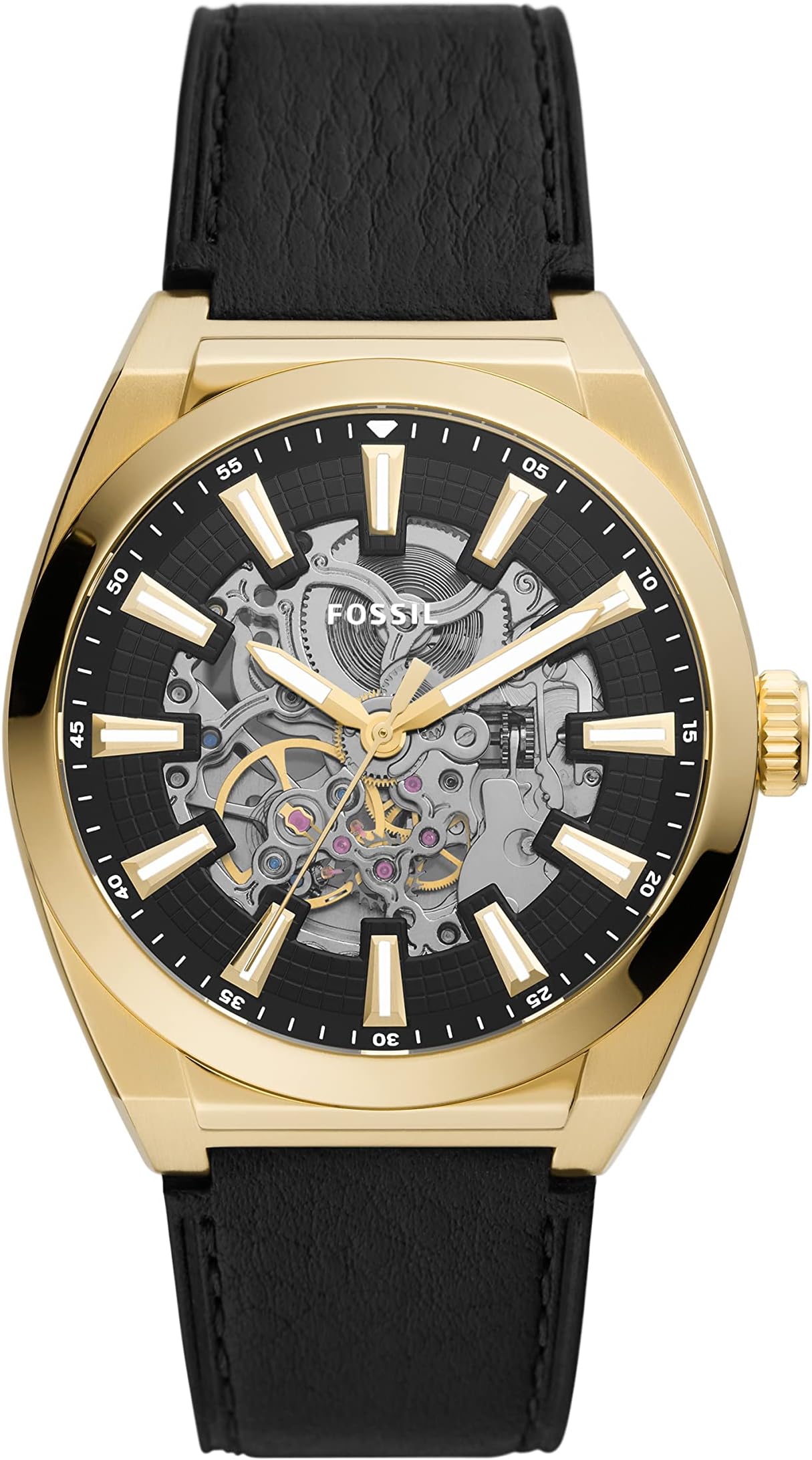 Fossil Leather Everett Analog Black Dial Men's Watch-Me3208