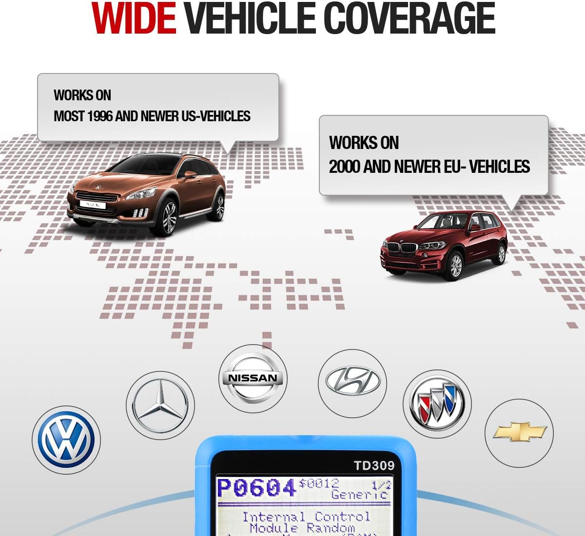 TOPDON OBD2 Scanner Check Engine Fault Code Reader Scan Tool with Full OBD2 Functions Turn Off Check Engine Light Pass Emissions Test