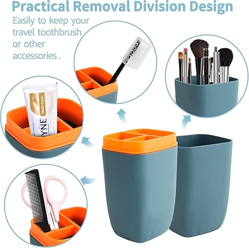 Miniatura 5 de Estuche para cepillo de dientes de viaje, soporte portátil para cepillos de dientes, taza de almacenamiento de pasta de dientes de alta capacidad, 2