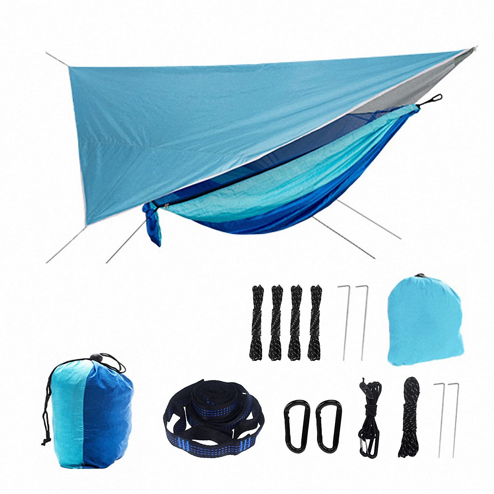 Amaca da Campeggio con zanzariera+Set baldacchino,Amaca Portatile Esterno ad Apertura Rapida,tettuccio Parasole a Prova di Pioggia, per Picnic,Viaggi,Escursioni,Trekking