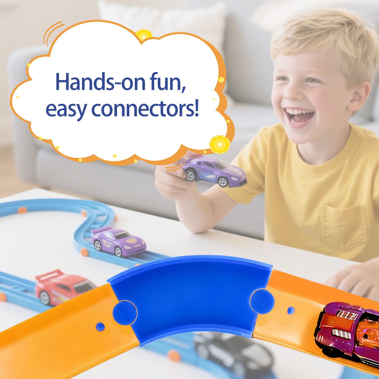 6szt Elementów Toru Obrotowego do Hot Wheels, ABS o Zakrzywionym Kącie 45 Stopni Elementy Toru Wyścigowego dla Zabawek Kompatybilne z Hot Wheels (Niebieskie)