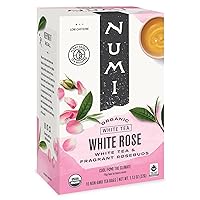 Vista 13 de Numi - Té orgánico de rosa blanca, 16 bolsitas de té, té blanco y capullos de rosa fragantes, bajo en cafeína