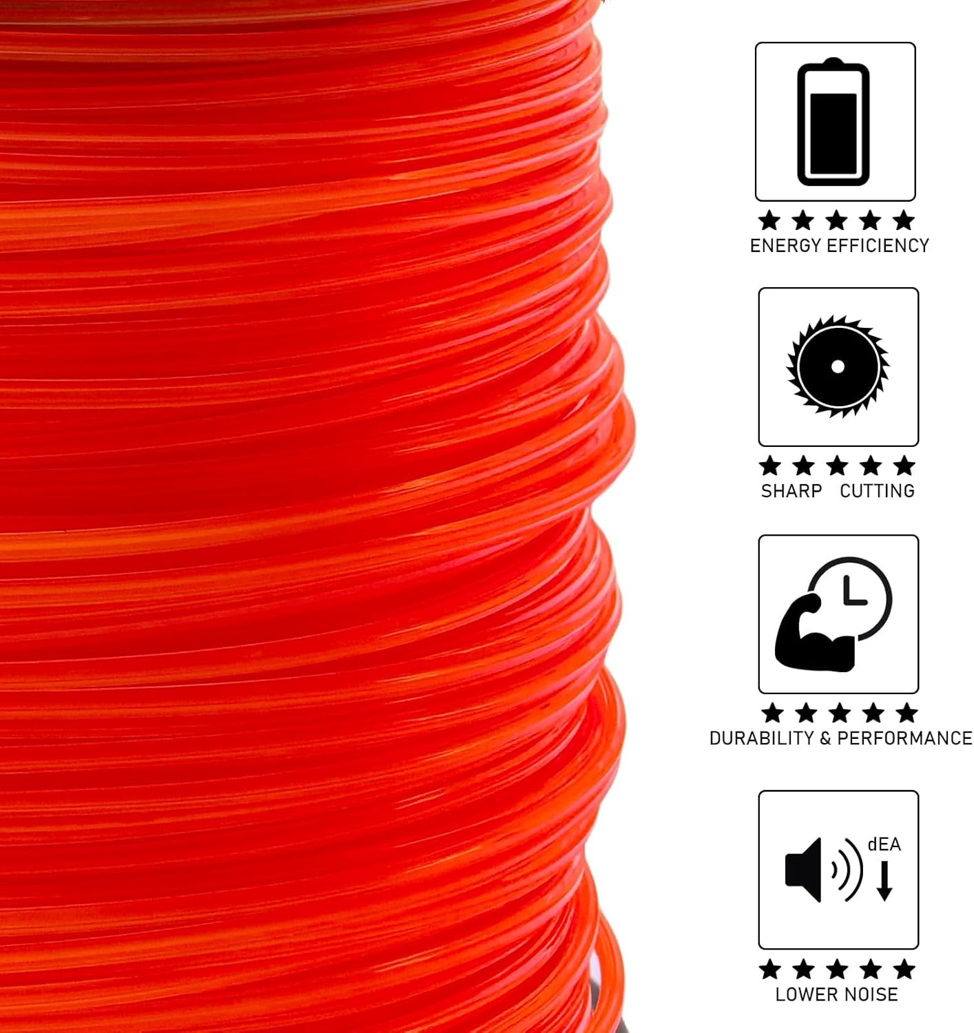Weed Eater String,0.105" Cross Heavy Duty String Trimmer Line 240ft in Spool,Premium Nylon Universal Replacement Professional Weed Wacker String, Orange