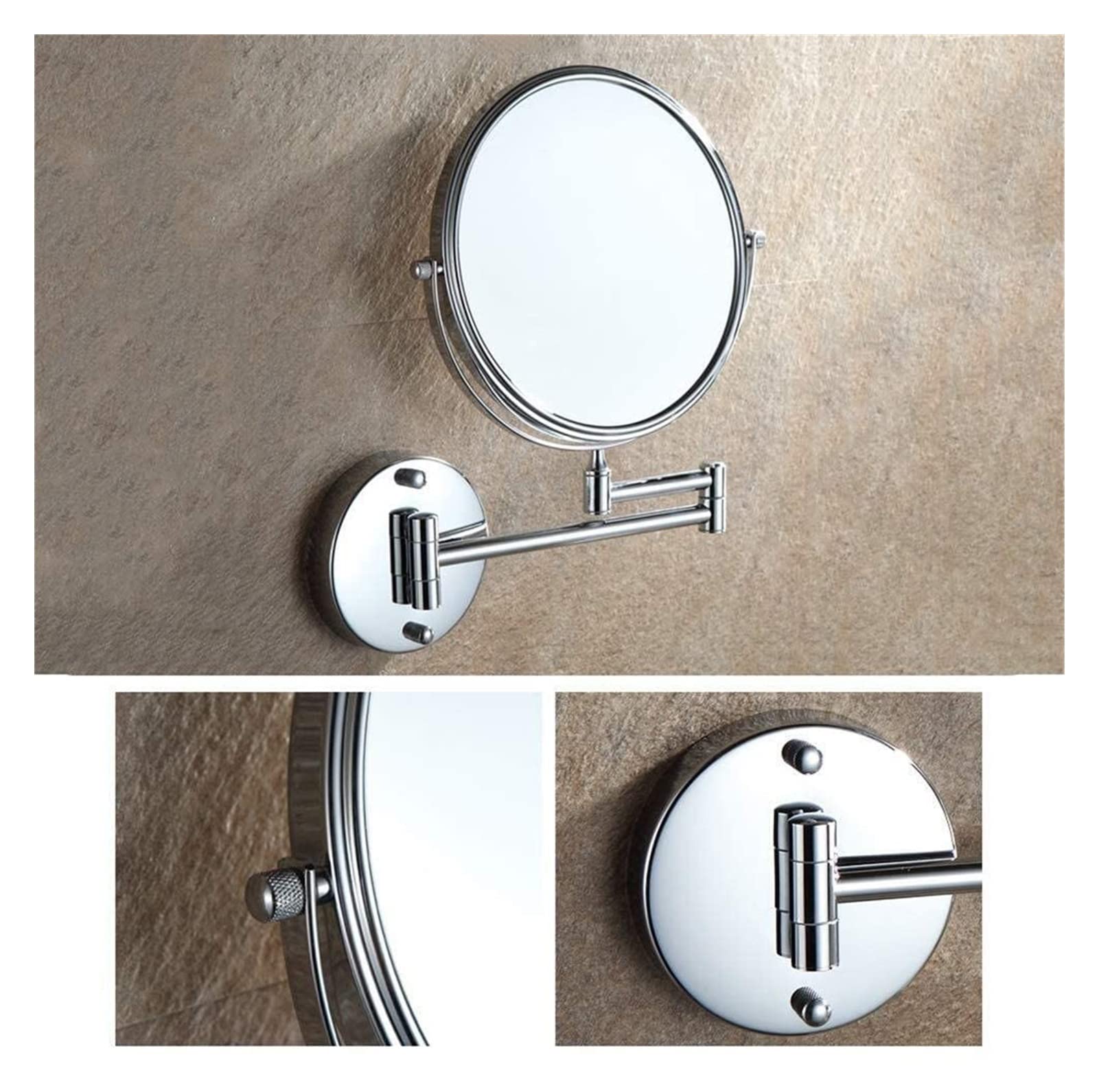 Specchio cosmetico per Trucco Specchio per Trucco da 8 Pollici in Rame Specchio per Trucco a Parete Specchio ingranditore da Bagno 5 Volte