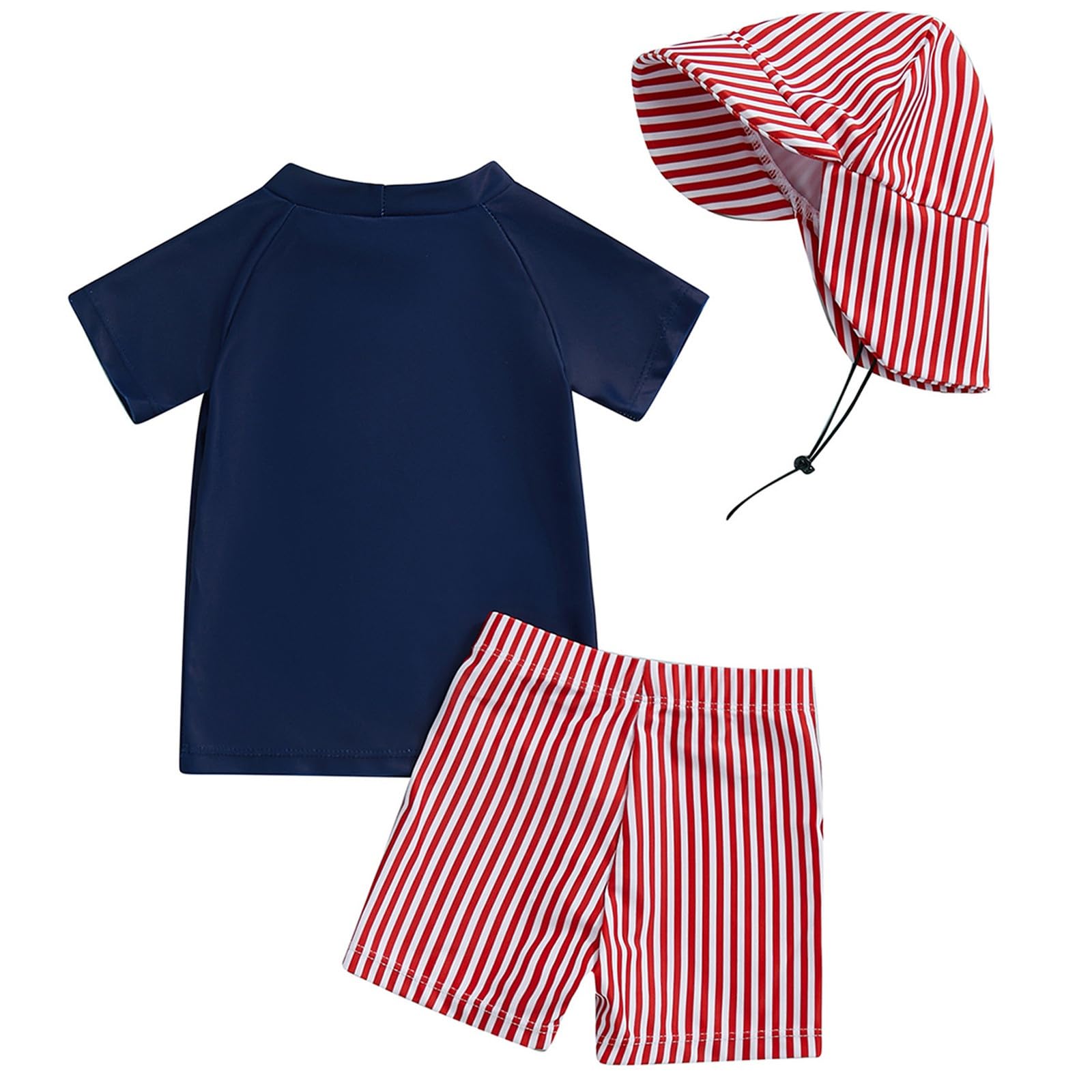 Maillot De Bain Une Pièce avec Chapeau Et Short pour Garçons 3 À 12 Ans Bébé Soleil Vêtement Manches Longues Garçon Slip Swimsuit Trunk and Rashguard Set