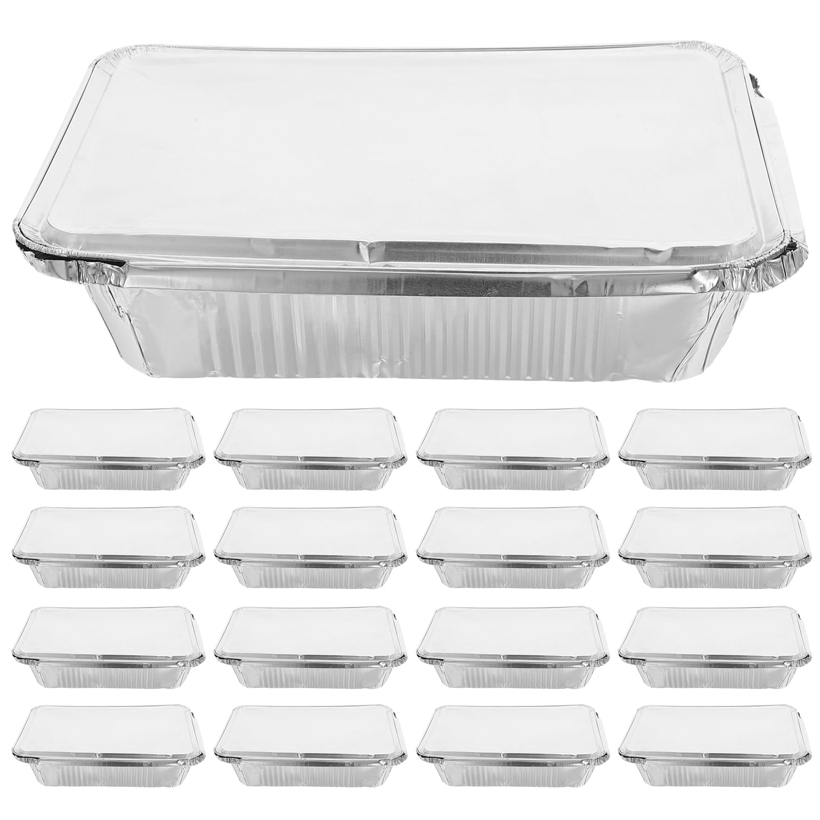 Housoutil 25 Pezzi Vassoi in Alluminio con Coperchio 1000 Ml Contenitori da Asporto Resistenti a Caldo e Freddo per Barbecue Catering e Cucina Teglie per Pane e Pentole Usa e Getta per