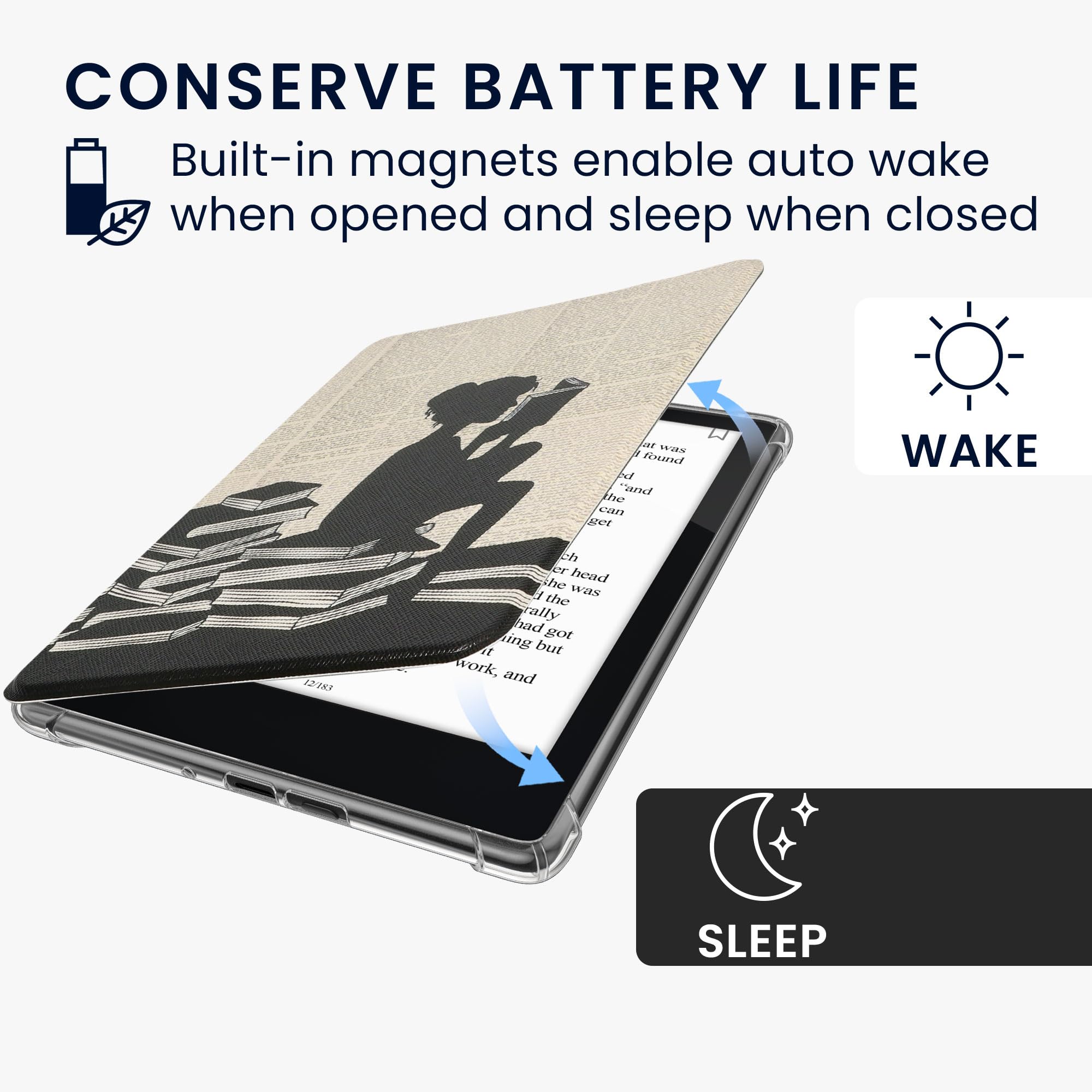 kwmobile Carcasa Compatible con Amazon Kindle Paperwhite (2024)/Colorsoft - Funda Personalizable con Parte Trasera Transparente y Tapa - Case de Cuero Sintético y TPU para E-Book