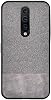Microcase Xiaomi Redmi K20 - Redmi K20 Pro Fabrik Serisi Kumaş ve Deri Desen Kılıf - Gri
