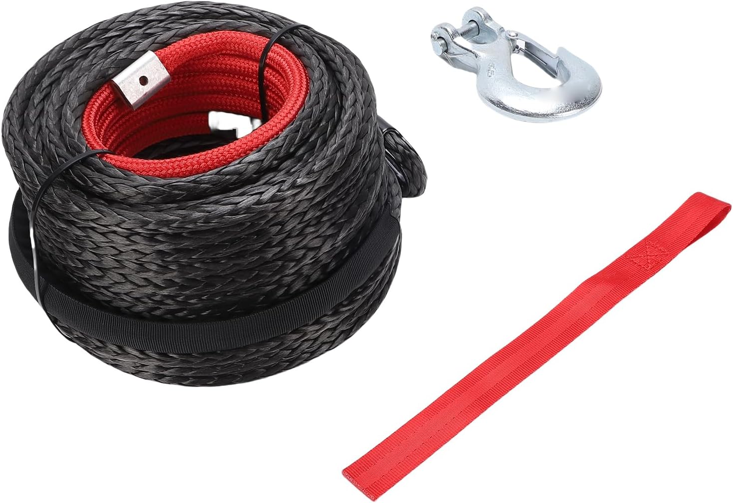High Strength Synthetic Winch Cable 3/8" Line with Forged Winch Hook for Off Road Vehicle Truck Towing