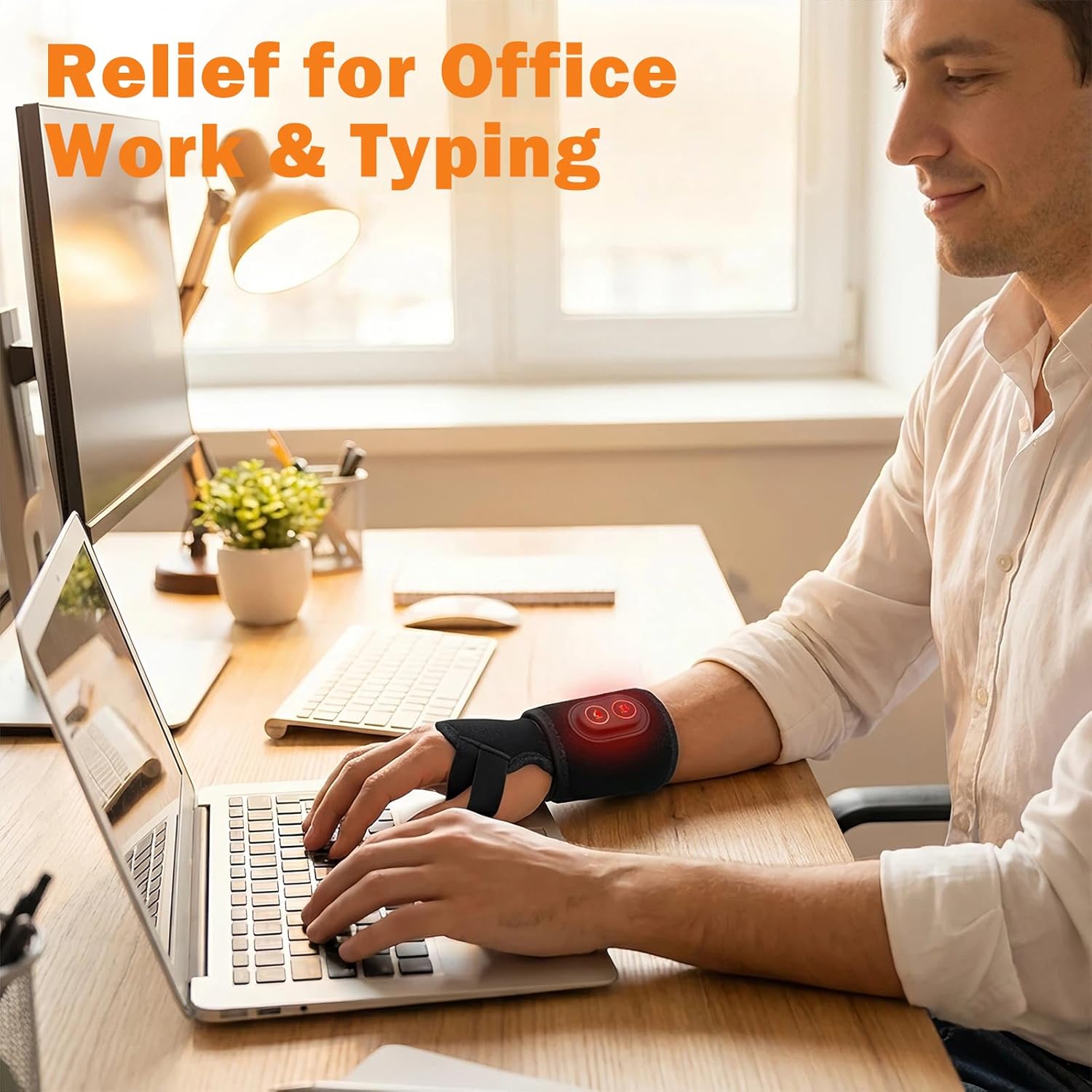 Cordless 3-in-1 Red Light Therapy Wrist Wrap with 3 Heat Settings & 3 Massage Modes - Auto Shut-Off Safety, Soft Breathable Support for Muscle Soreness & Stiffness Relief at Home & Office (Black) - Image 6