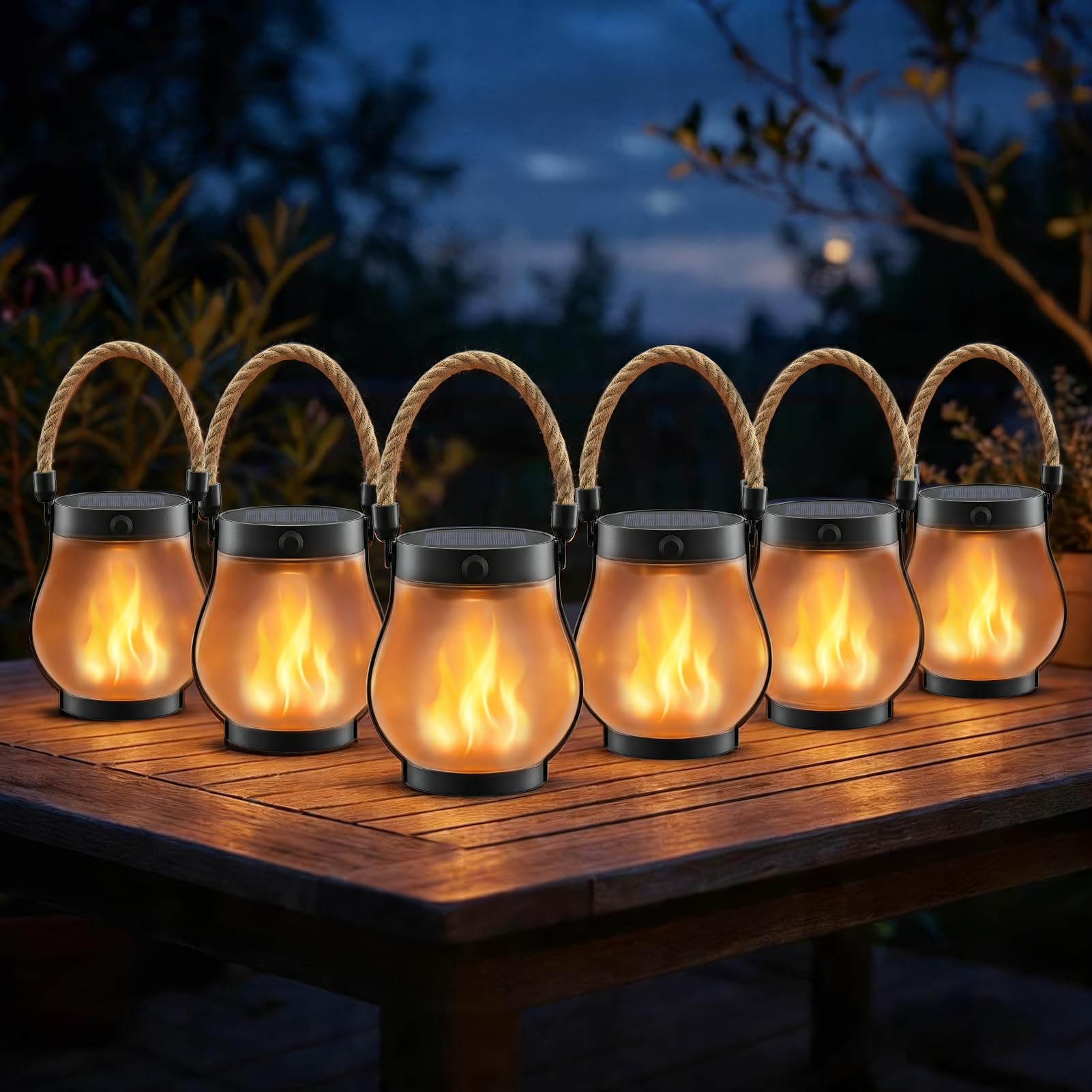 Photo 1 of MYLLIUIM Solar Lanterns Outdoor Waterproof 6-Pack, Flickering Flame Effect