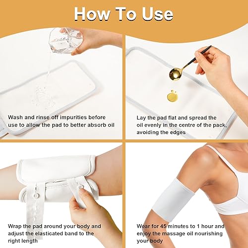 Miniatura 5 de Paquete de 2 piezas de aceite de ricino, paquete de aceite de ricino reutilizable, envoltura de aceite de ricino para tiroides con correa elástica