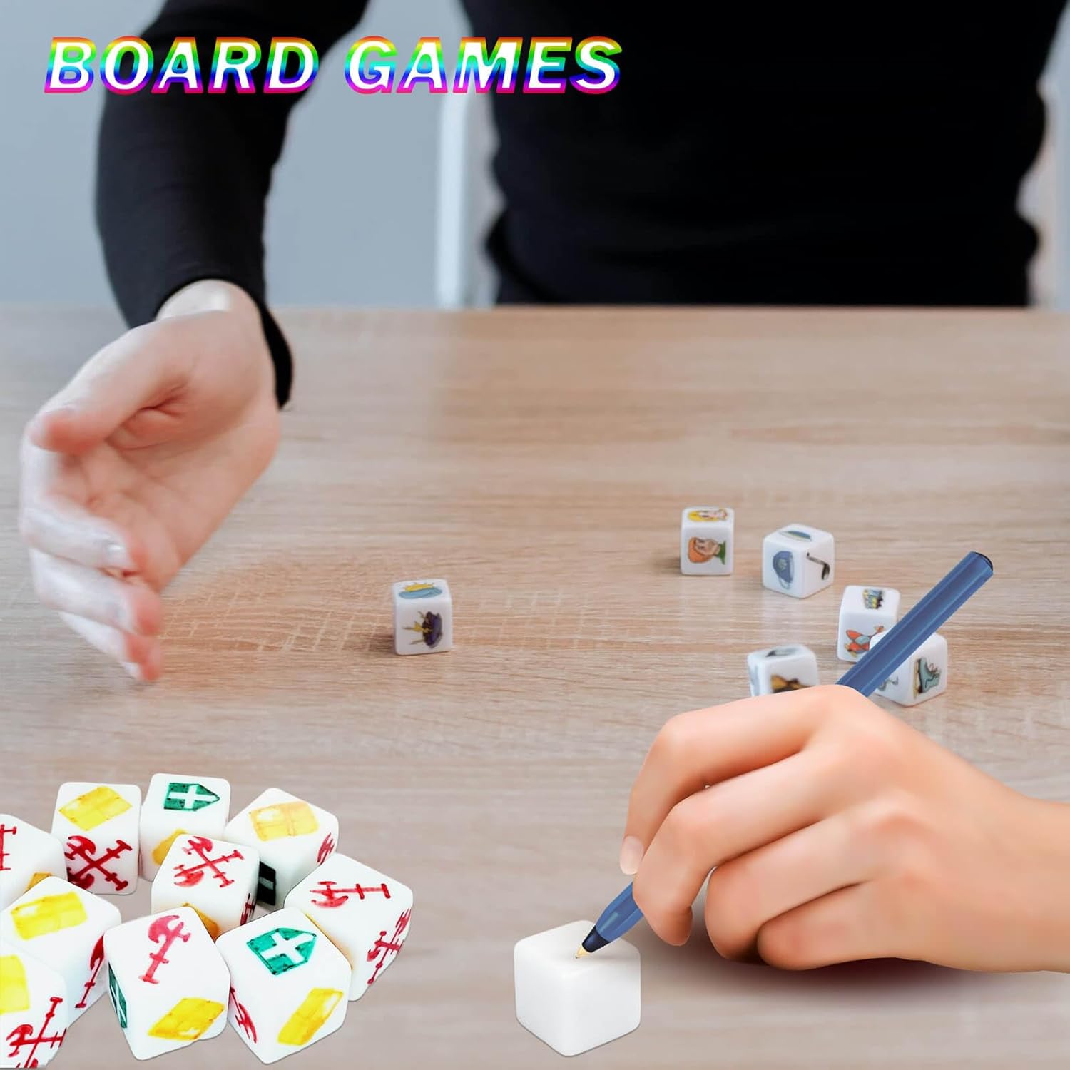 Blank Dice 16MM Acrylic Dice Write on White Cubes with Smoothed Surface Six-Sided Dice for Classroom Board Games DIY Sticker Counting Teaching Fun Numbers Building Blocks Custom Making (50 PCS)