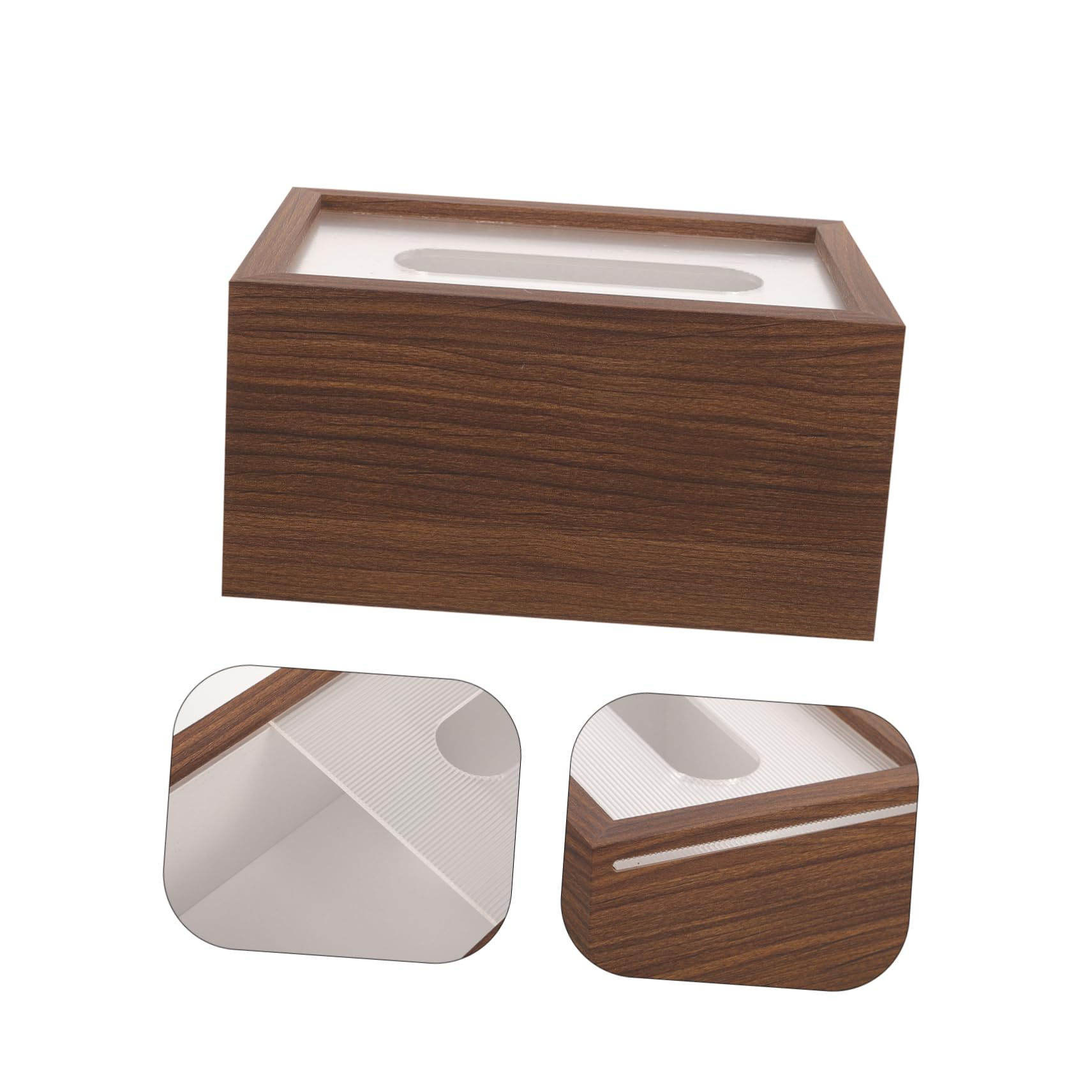 Madera Veteada Caja de Pañuelos Mm Nogal 197x127x94