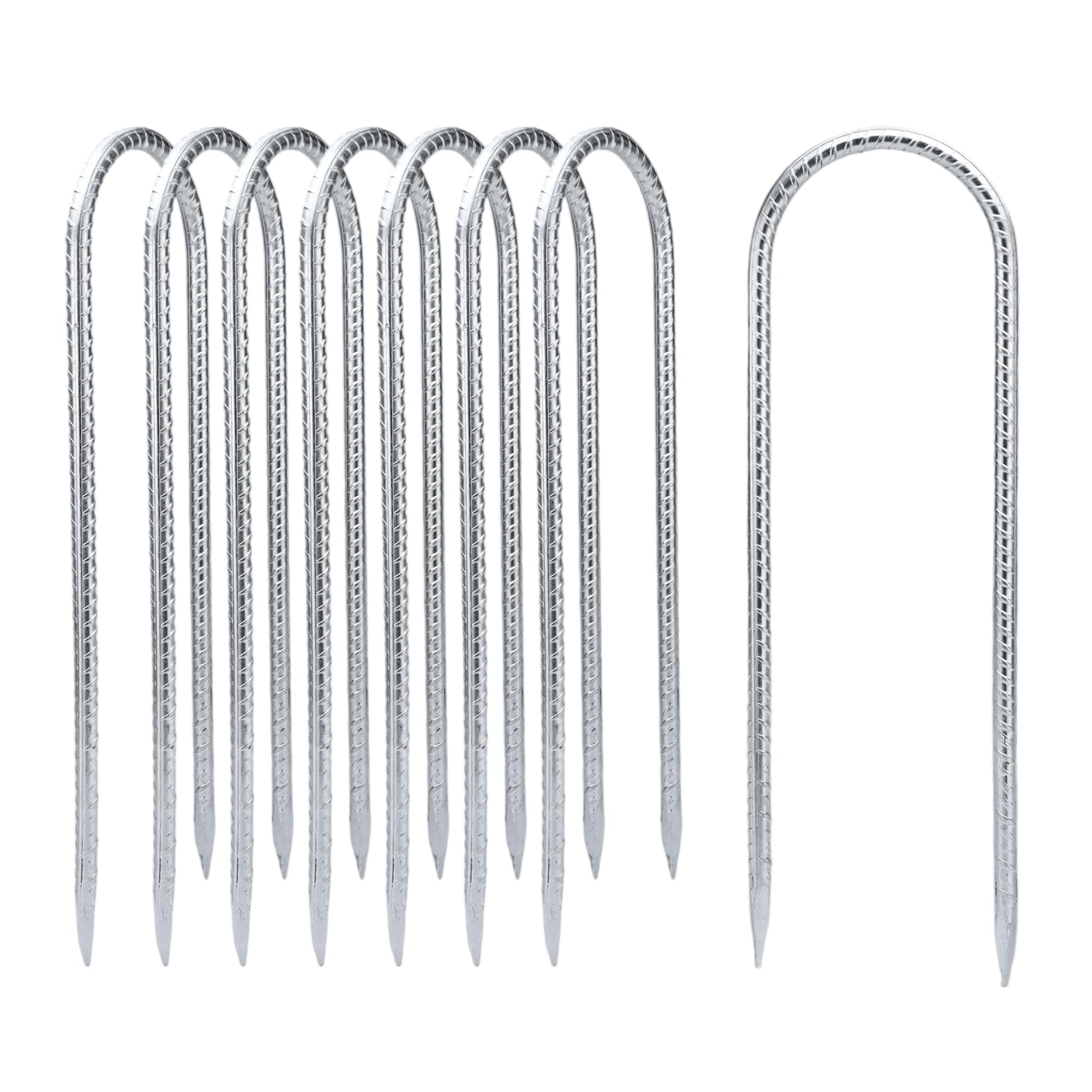 YANYUCB Bodenanker, verzinkter Stahl, Bewehrungsstäbe, Trampolinpfähle, 30,5 cm, robuste U-Haken, Bodenpfähle zur Befestigung von Zelten, Schaukelrahmen, Trampolinen, Gartenarbeit, 8 Stück