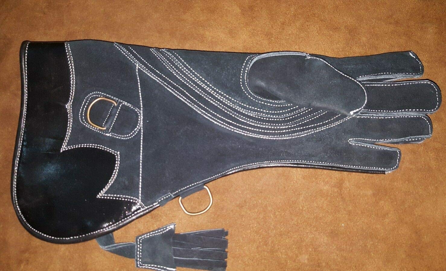 Aquila, Falconeria & Rapace Guanto 3 Strato, Scuro Nero Pelle Scamosciata 16" Lungo (XL)