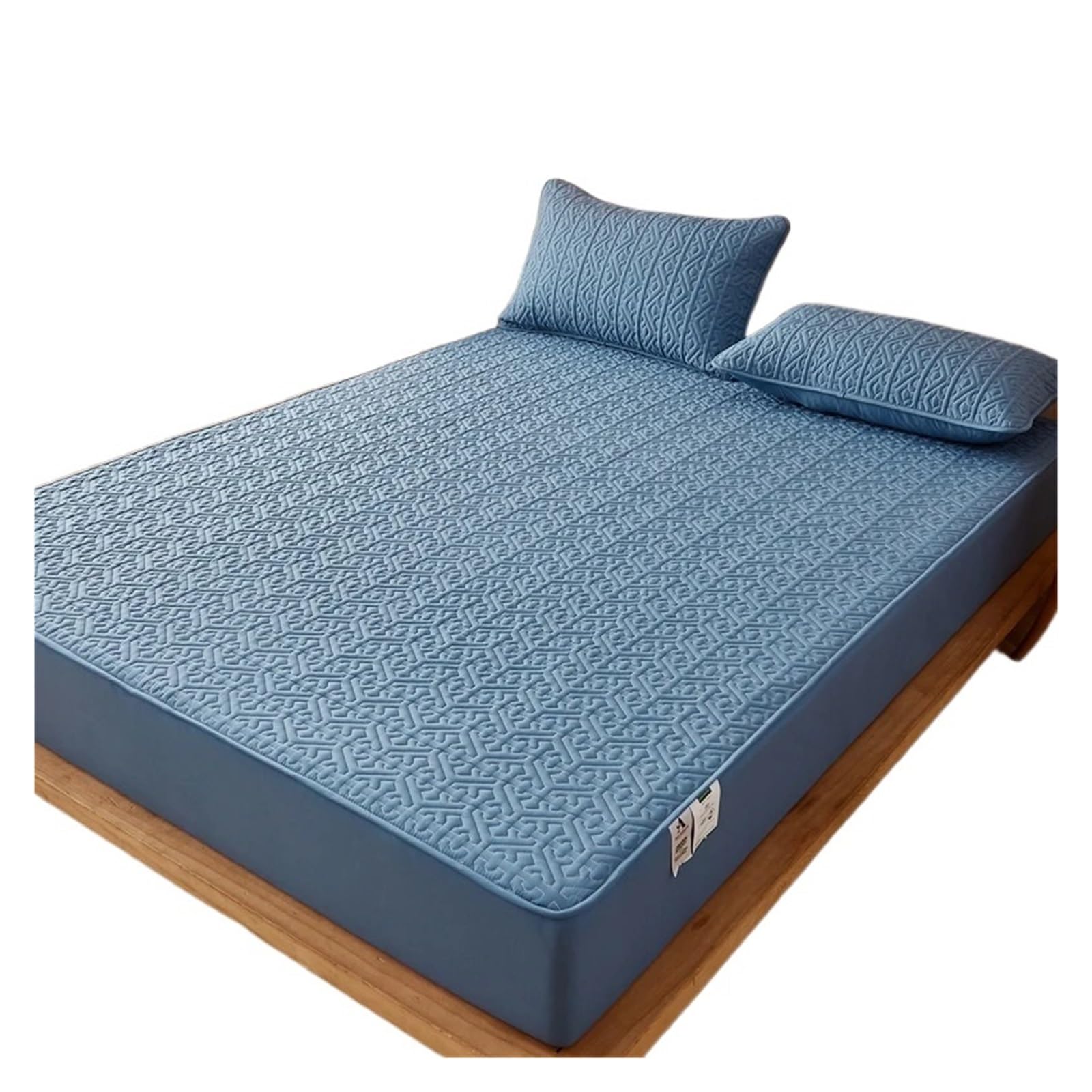 Protège-matelas respirant et lavable en coton king size housse matelassée bleue