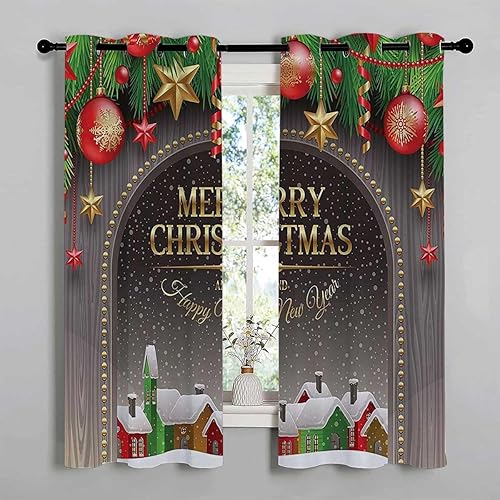 Miniatura 3 de Cortinas para Cocina Merry Christmas Decoration Door Beads Curtains Blackout Grommet Curtains 55Inch Width by 45Inch Length,2 Panels