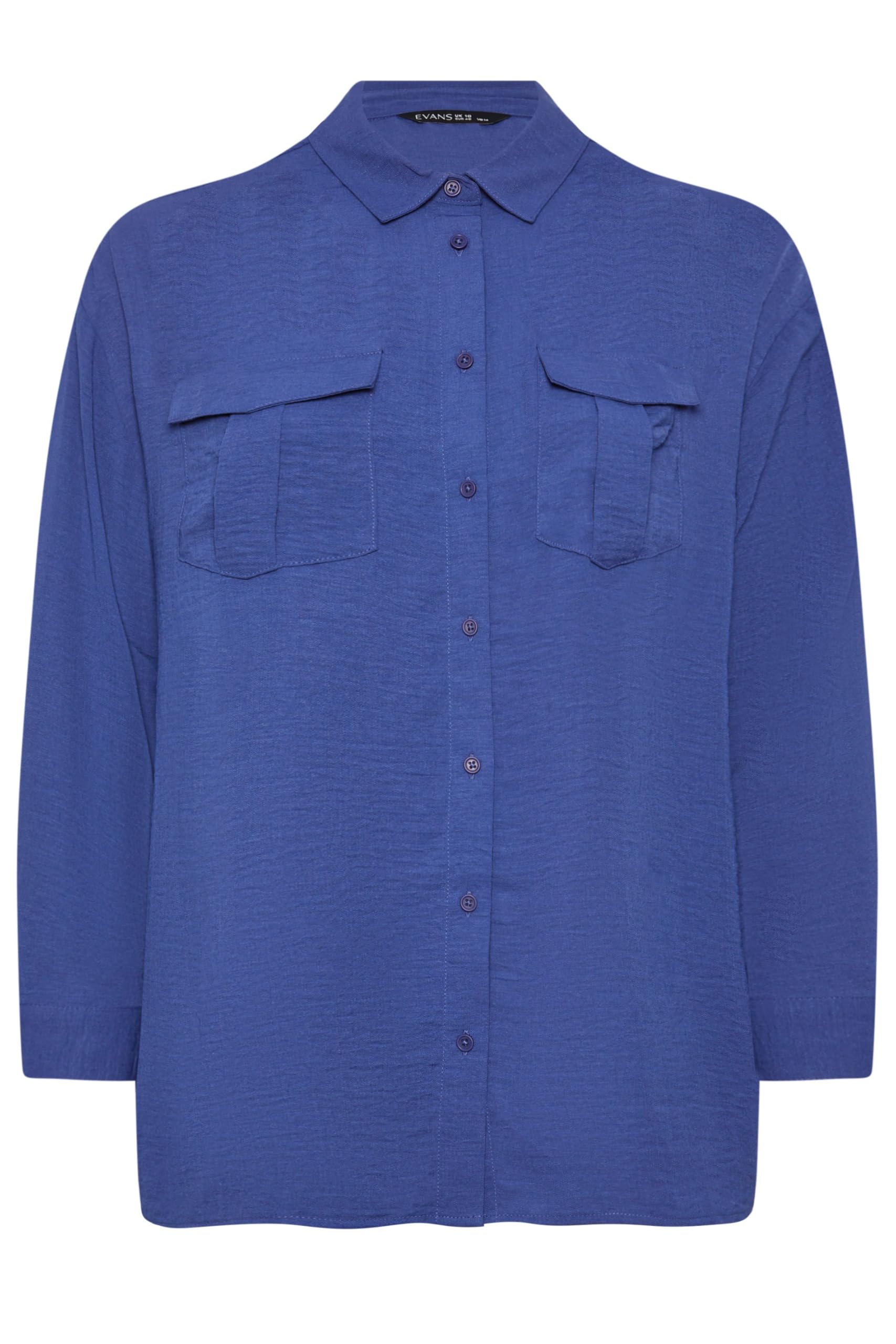 Evans Women's Blue Plus Cobalt Long Sleeve Utility Shirt Size 18