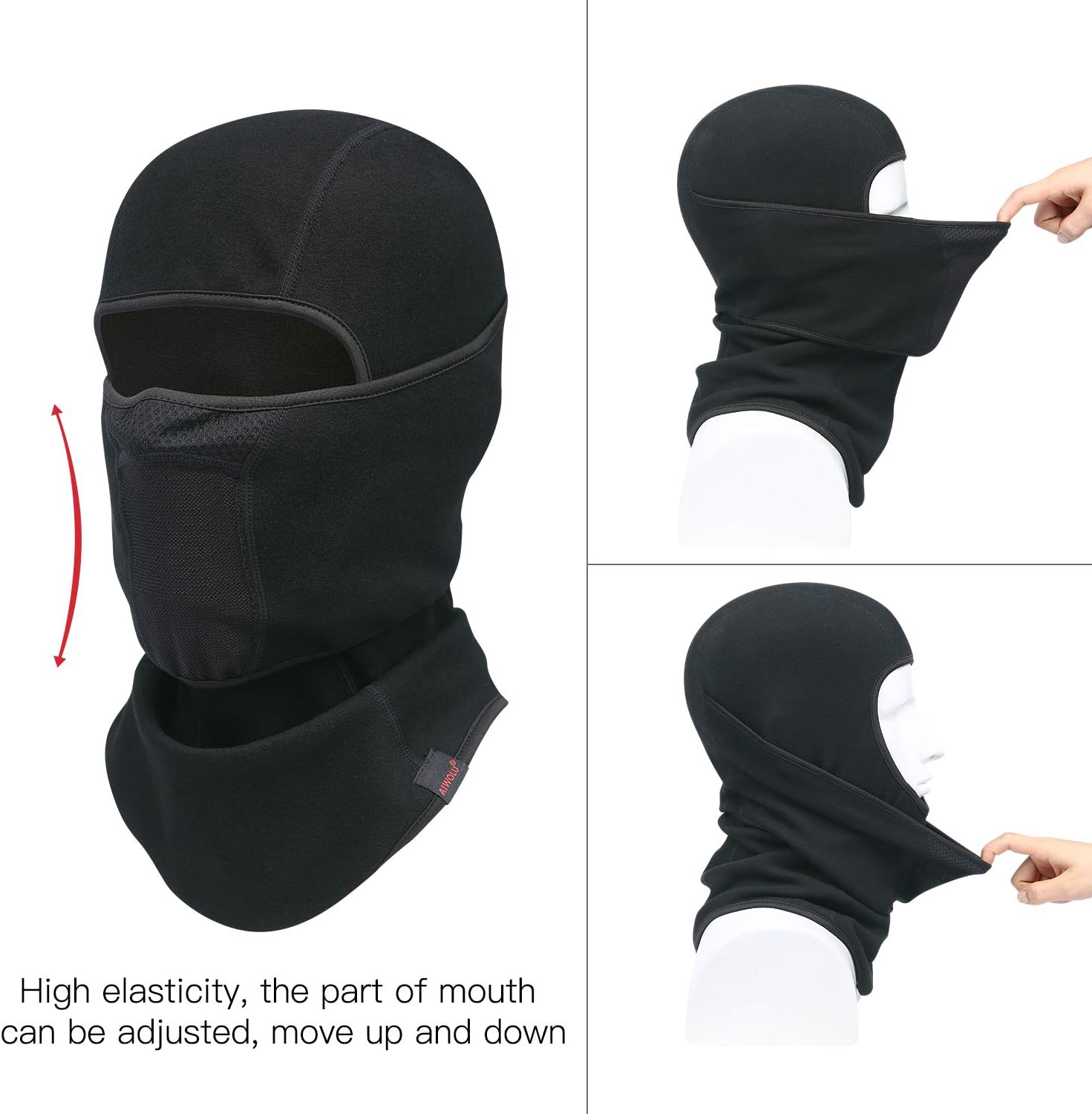Balaclava Face Mask for Cold Weather Thermal Ski Mask Men Skiing Snowboard Motorcycling (Black) : Automotive