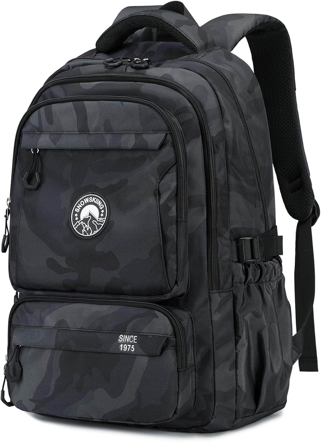 15.6" Laptop Backpack, Water-Resistant Travel Backpack with Luggage Strap, Durable School Bookbag for Teens & College Students(Camouflage Black)