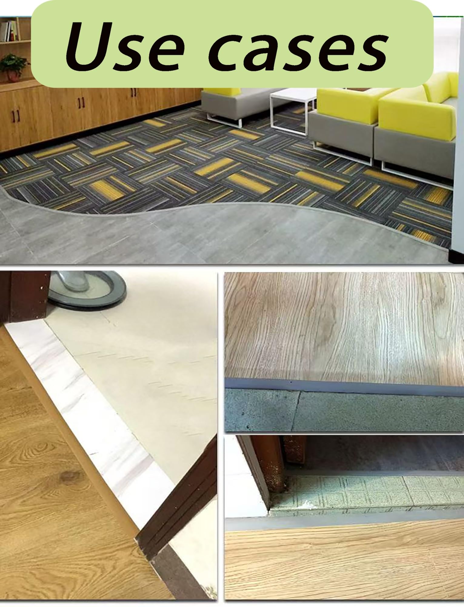 Profils adhésifs flexibles en PVC pour carrelage et moquette - Bande de 1 m - Parfait pour les solutions Flo sans couture