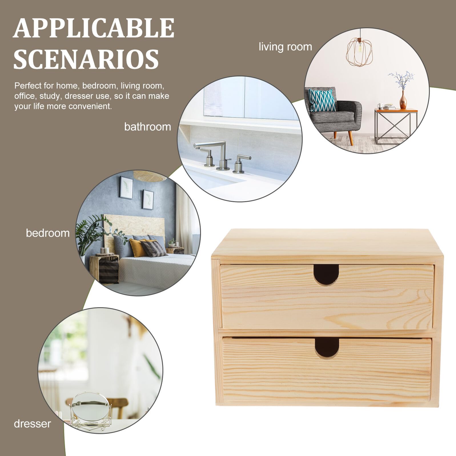 Schreibtisch-Organizer aus Holz mit Schubladen, 2-stöckig, kompakte Aufbewahrungsbox für Bürobedarf und Schmuck, stilvoller Schreibtisch-Organizer für Zuhause und Büro