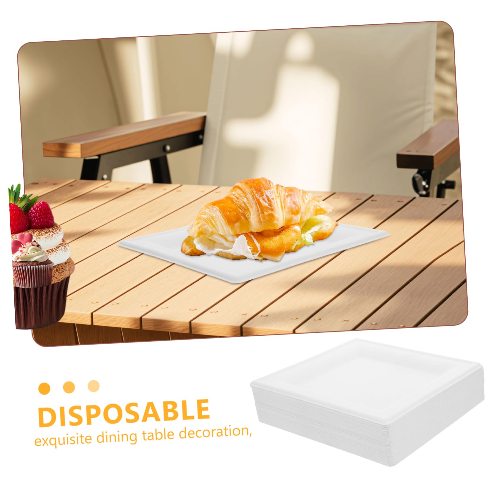 Platos de Papel Desechables 50 Piezas, Blanco, 8 Pulgadas