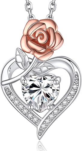MomentWish Collar de corazón, collar de moissanita de 1 quilate para mujer, color D VVS1 moissanita 925, collar de corazón de plata de ley 925,
