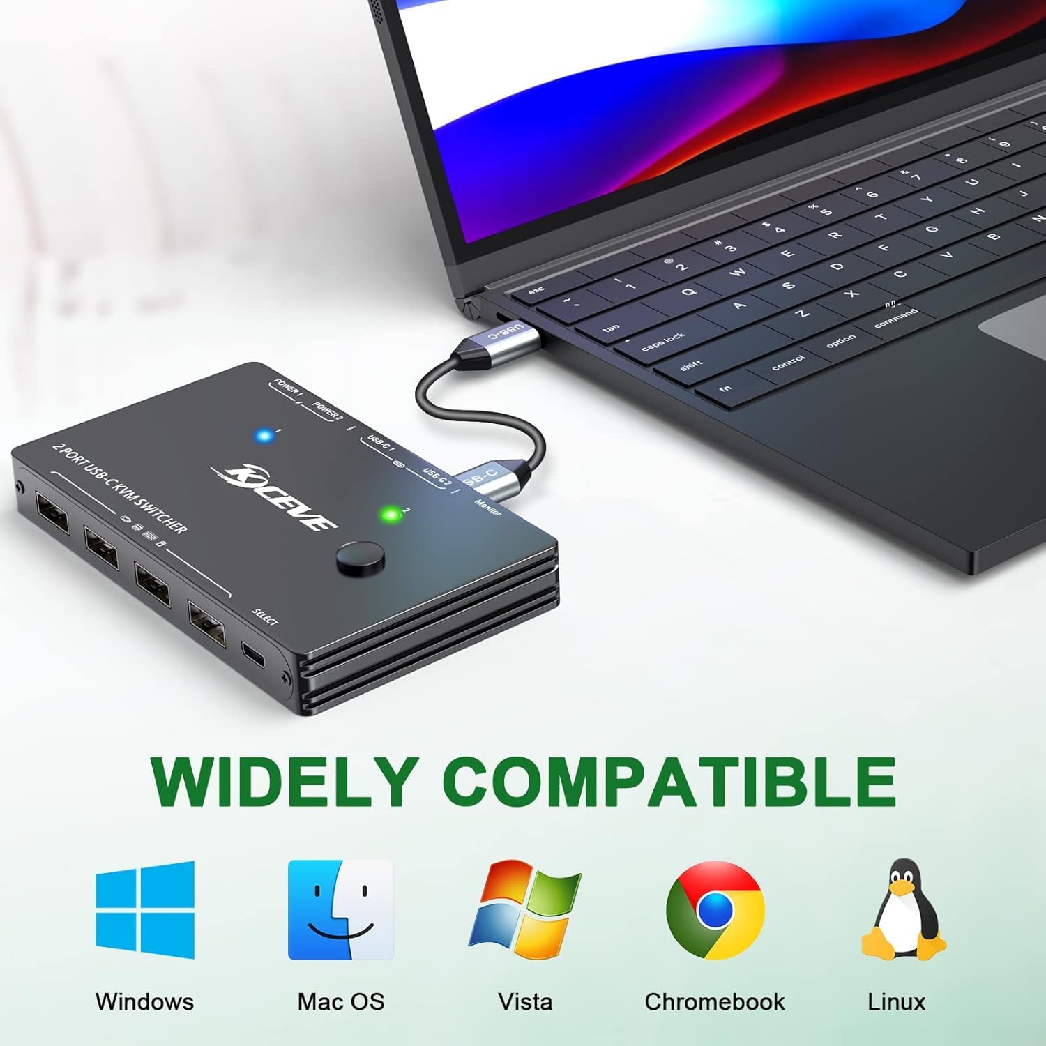 Amazon.co.jp: KCEVE USB-C KVM切替器 2入力1出力 Type-C KVM