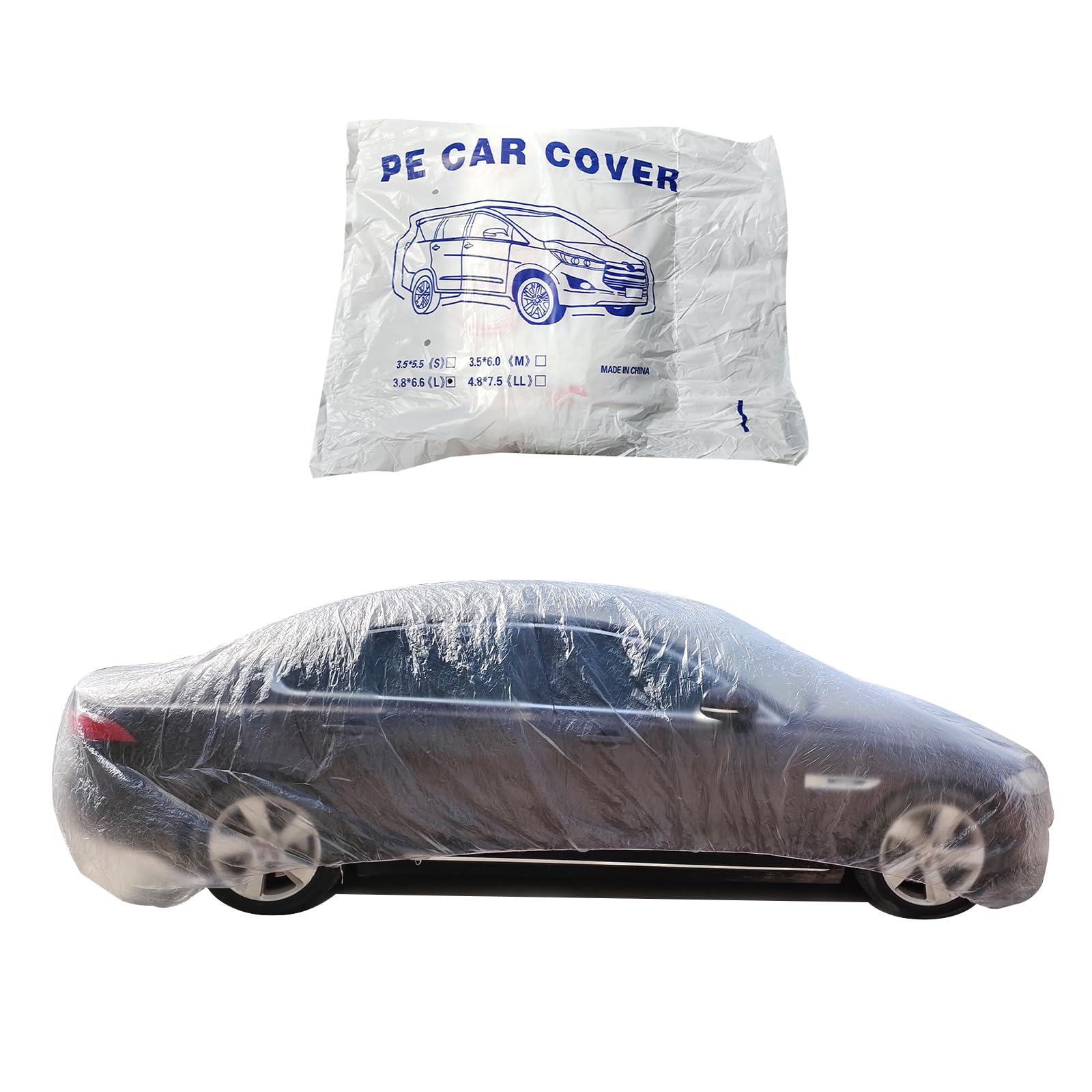 Vroelos 12 5x21 5 Clear Plastic Disposable Car Protective Cover Temporary Universal Rain Dust Garage Full Coverage Car