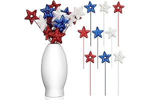 Yuxung 36 Pcs 4th of July Foam Glitter Star Picks
