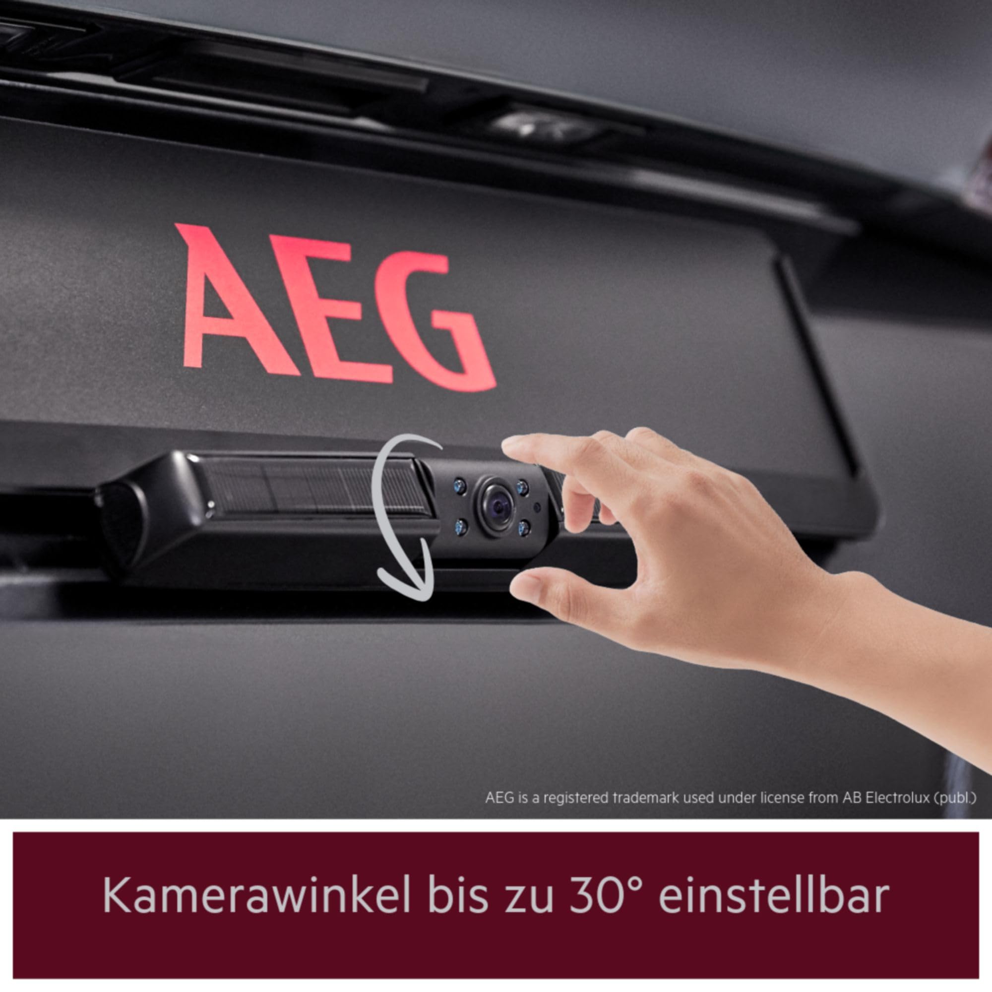 AEG Automotive - Telecamera di retromarcia a energia solare per camper 4.3 wireless digitale con trasmettitore radio LCD doppio schermo LCD impermeabile visione notturna