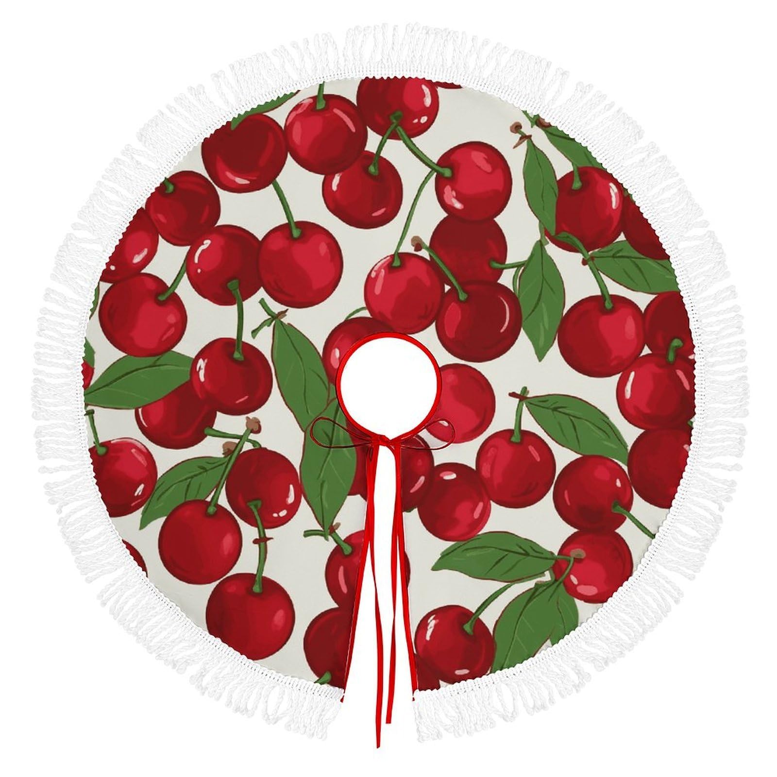 Jupe de sapin de Noël cerises protège sol imperméable anti tache