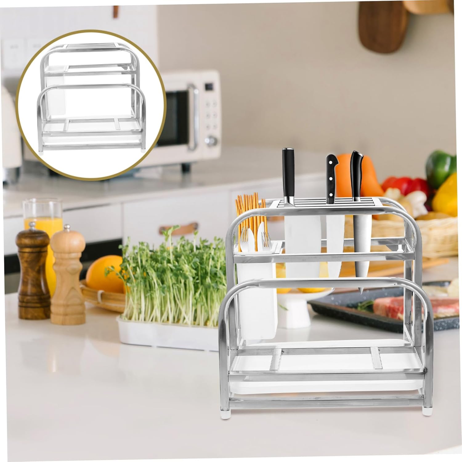 Kitchen Cutter Storage Holder with Ventilated Design Multi Function Knife and Chopstick Organizer for Convenient Drying and Space Saving Portable Kitchen Tool Rack