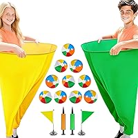 EFCRBS Granny Pants Yard Game for Kids - 2 Oversized Toss Pants (31.5x24in), 10 Bouncy Balls, 2 Pumps & Flags - Hilarious Outdoor Family Fun