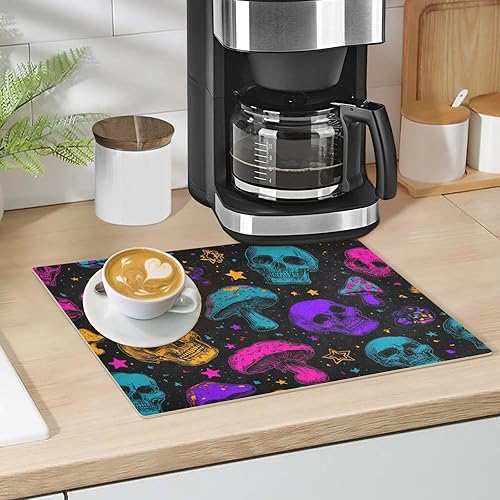 Vista 105 de Tapete de café para cafetera, máquina para cafetera, mesa, tapete absorbente de cuero para secar platos para encimeras de cocina, 18 x 12 pulgadas