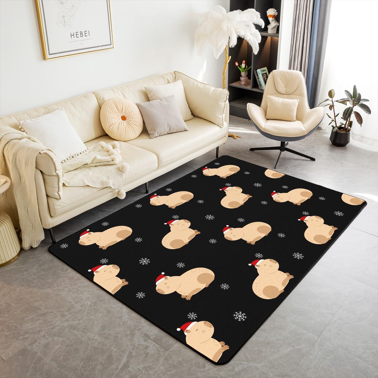 Area Rug Soft 3D Cartoon Christmas Animals Printed Floor Mat Polyester Material Non-Slip Carpet Easy Clean For Bedroom Hall Kitchen Living Room Kids Room Doormat Carpet 100 X 200 Cm -4S3U0Q9K4G