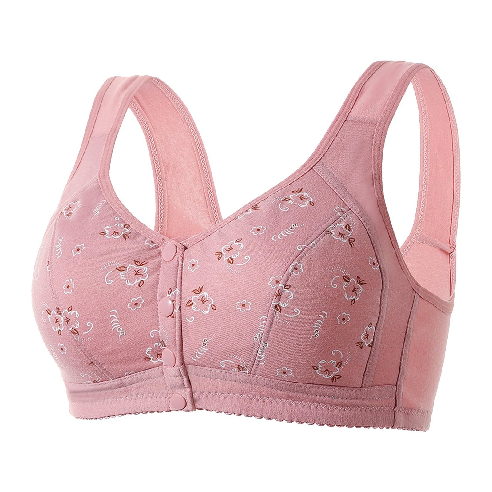 Sports Bras for Women Sexy Solid Color Floral Print Plus Size Front Open Button No Underwire Push Up Pair of Breast Comfy Bra