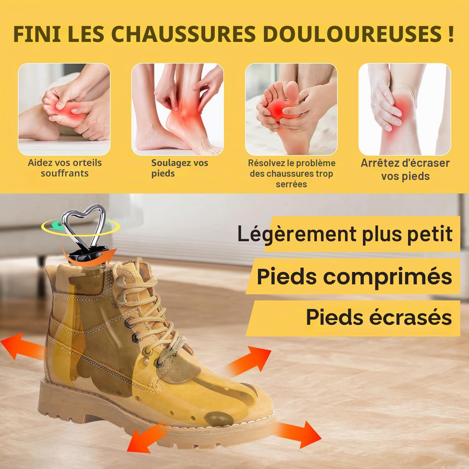 Lot de 2 élargisseurs de chaussures pour femme, homme, réglable, longueur et largeur d'élargisseur pour chaussures, élargisseur professionnel pour bottes, baskets, baskets
