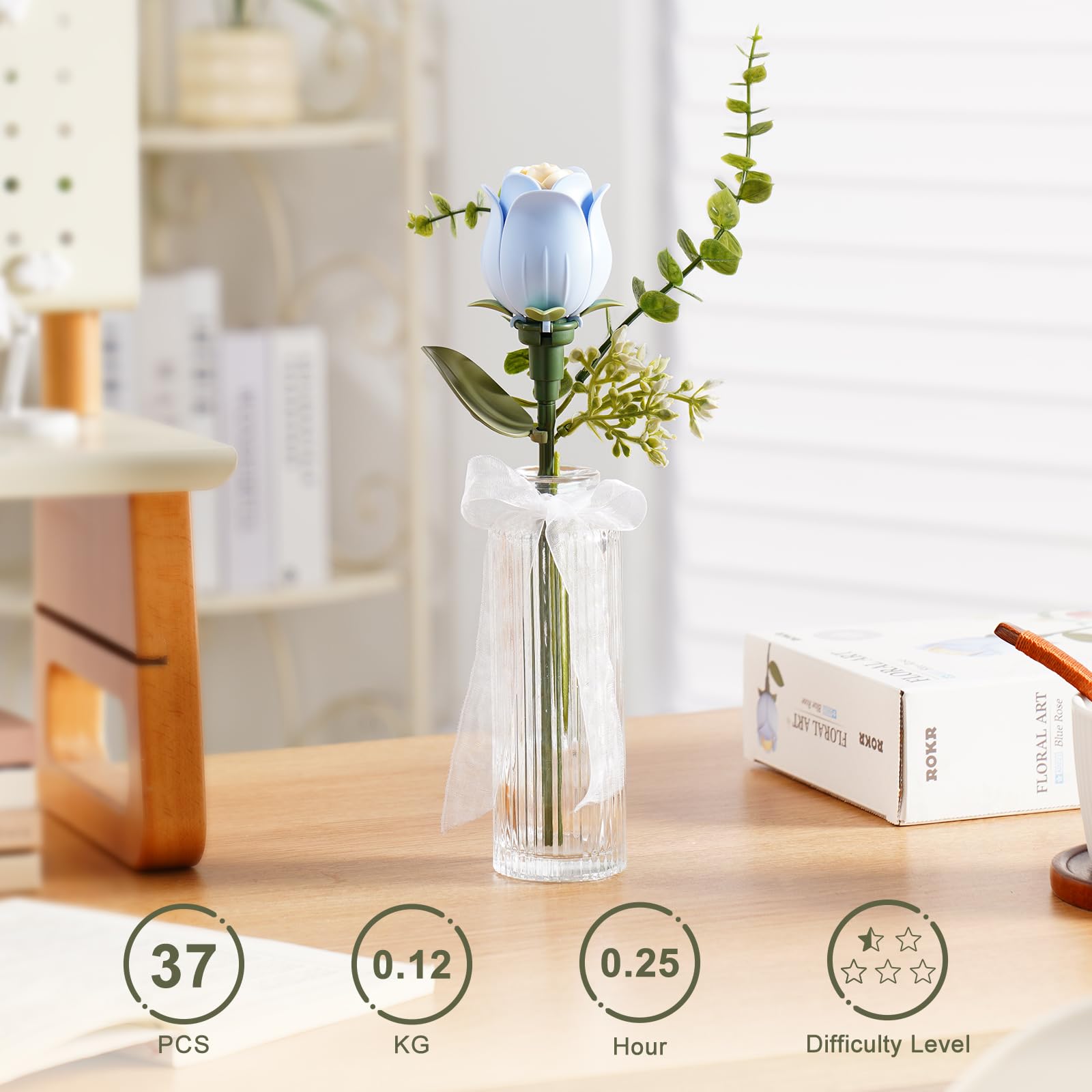 ROKR Kit De Flores Camelia – Ramo 3D De Plástico, Puzzle De Montaje Para Adultos, Decoración DIY Y Regalo Creativo (AF011)