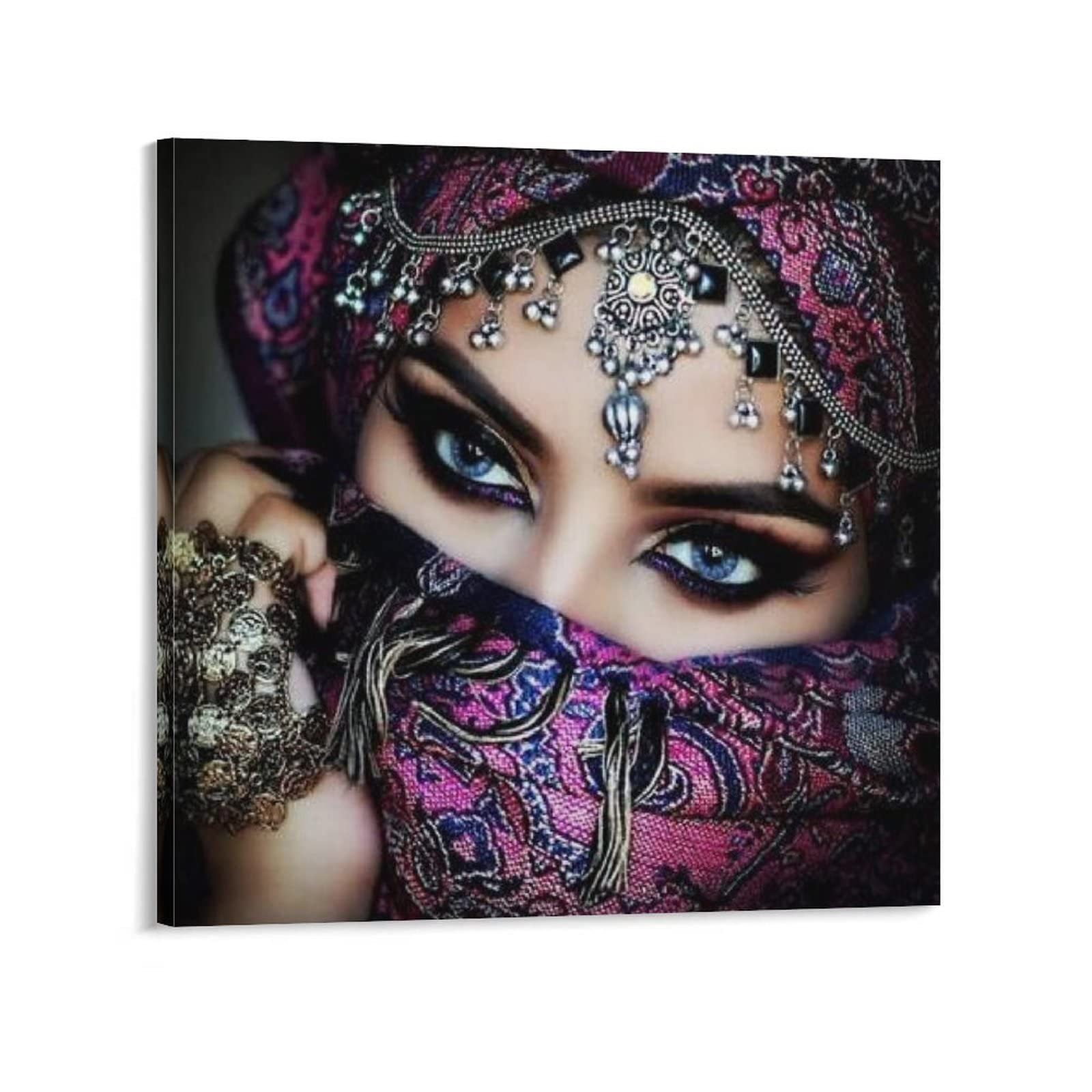Big Eyes Green Veil Arab Woman Islamic Wall Art Girl Canvas Print Pretty  Character Painting Poster GiftCanvas Painting Posters And Prints Wall Art  Pictures for Living Room Bedroom Decor 24x24inch(60x6 : Amazon.ca: