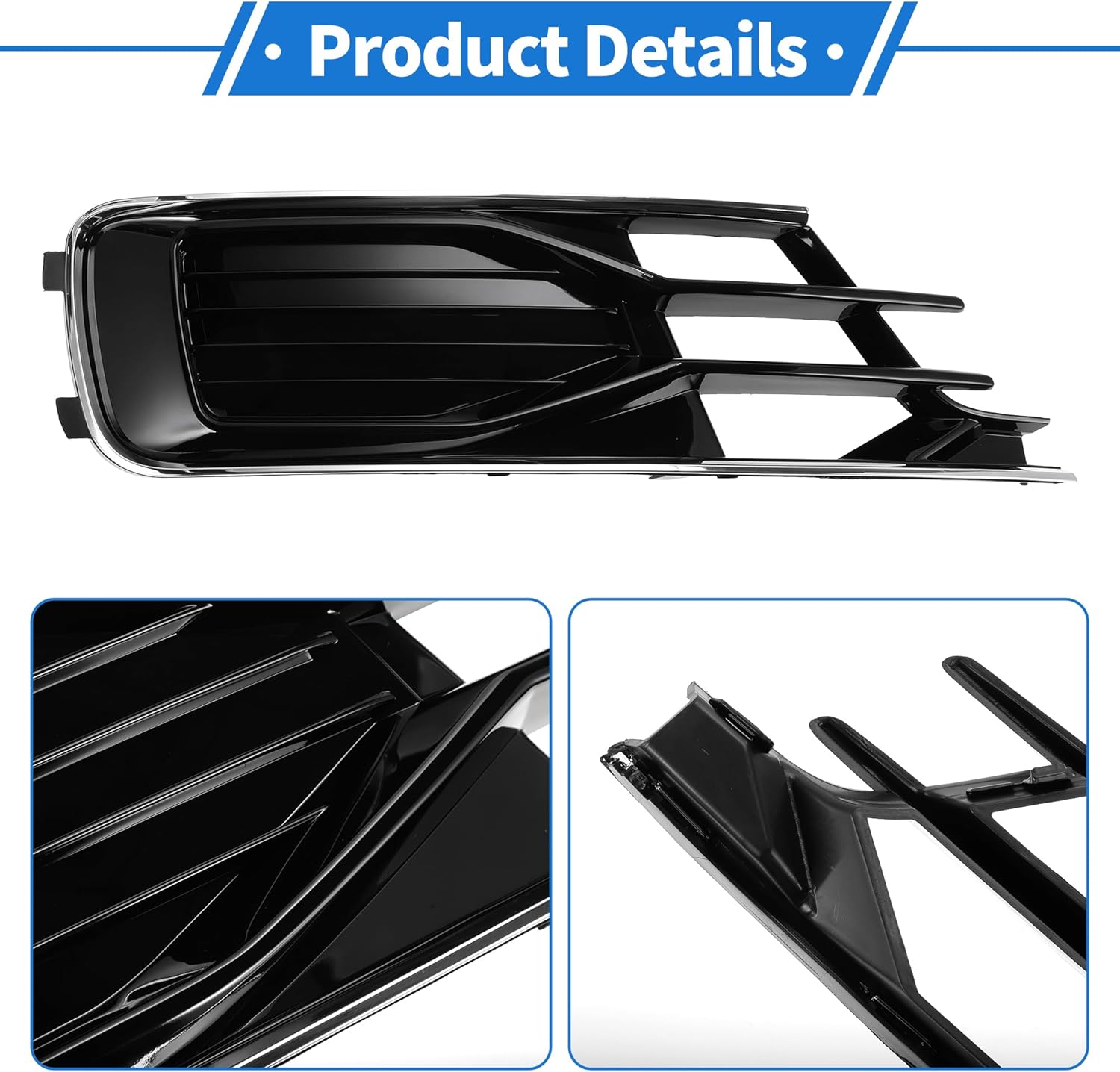 1 Pc Fog Light Grill for Audi A6 2016-2018 ABS Black Front Right Front Lower Bumper Fog Light Cover Inserts - Image 4