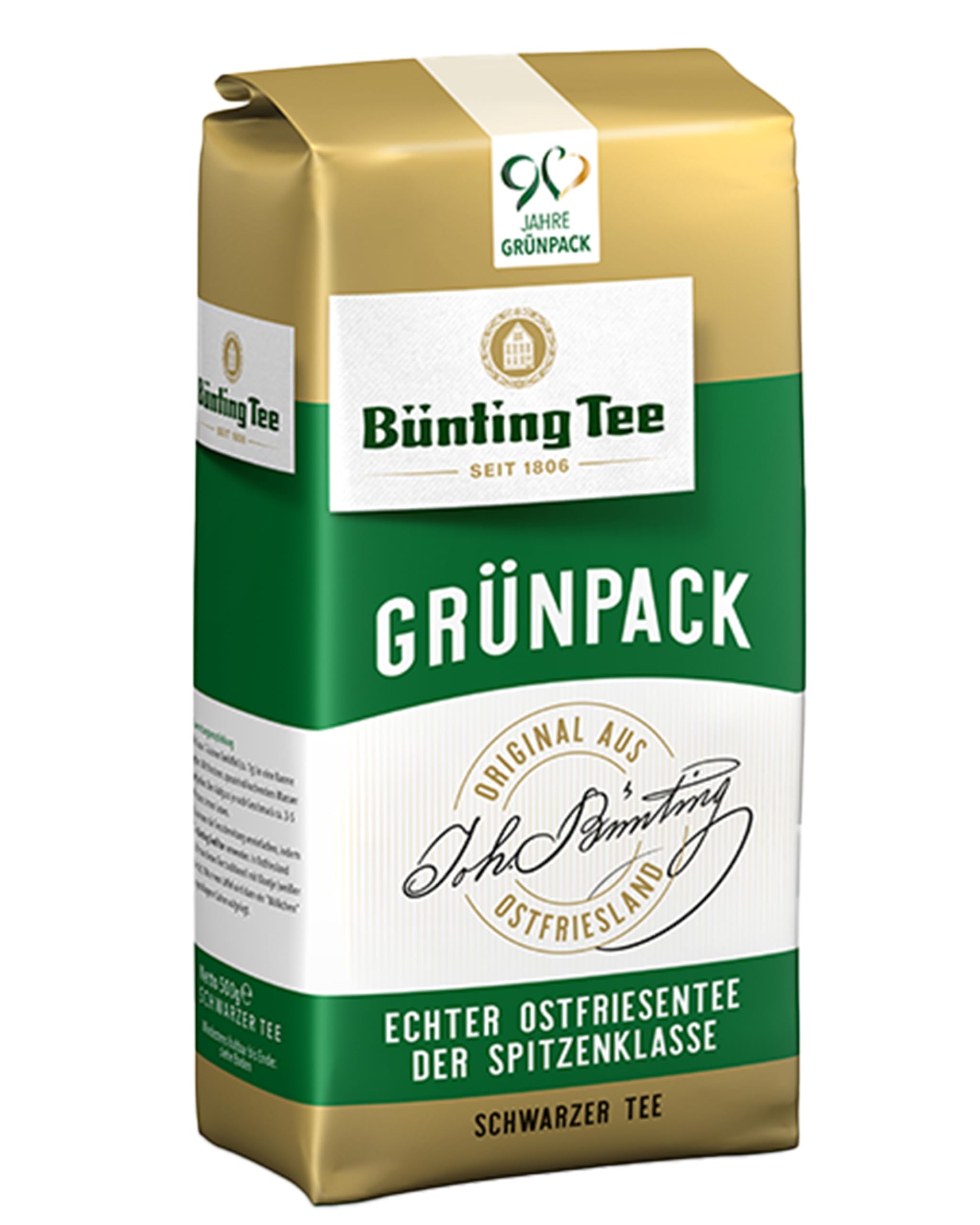 Bünting Tee Grünpack Echter Ostfriesentee 5er Pack – loser Schwarztee – 5 x 500g