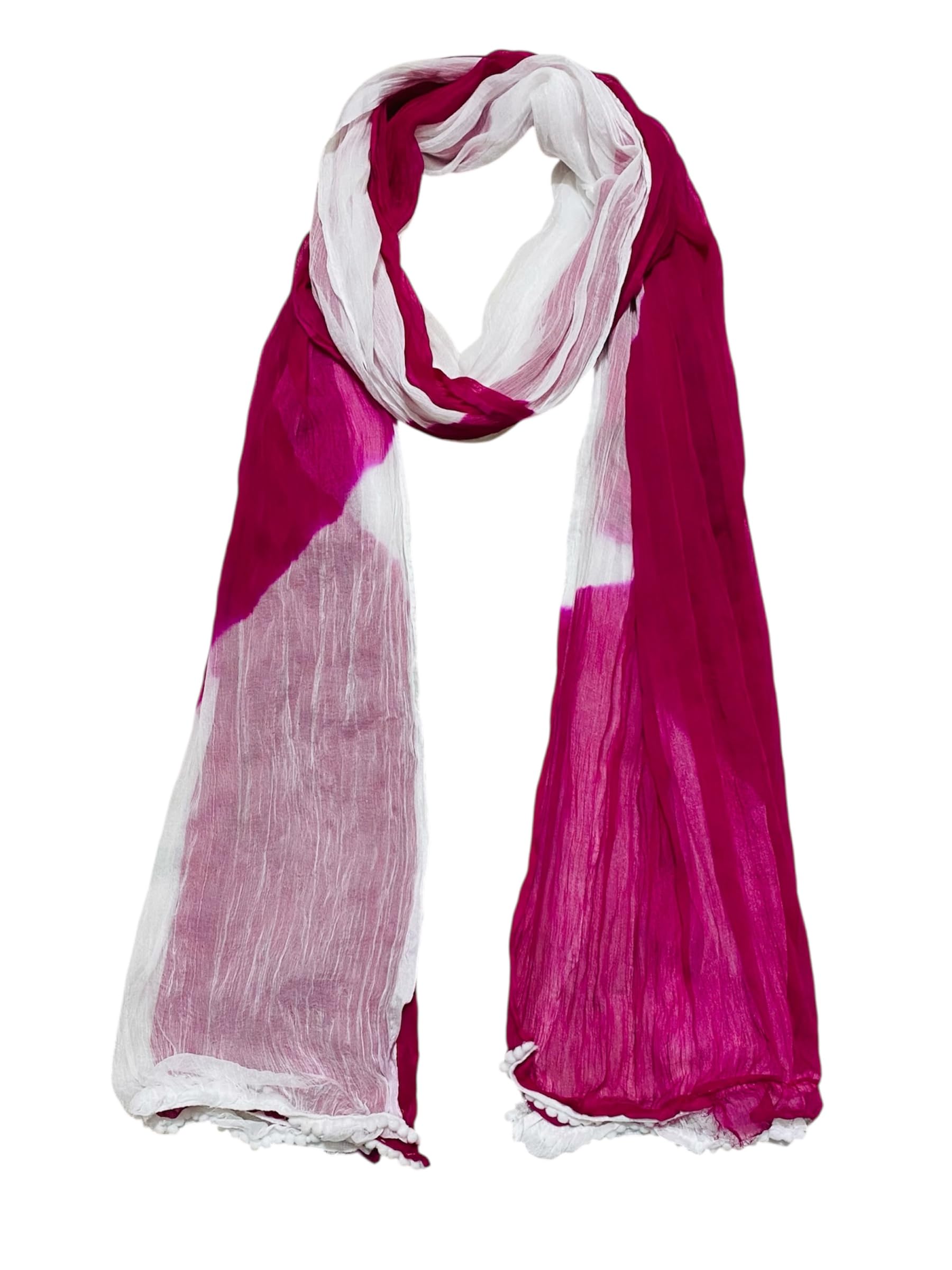 LEHERIYA Two Dye Matching Chiffon Dupatta For Women With White Boondi Lace 2 METER-image-24