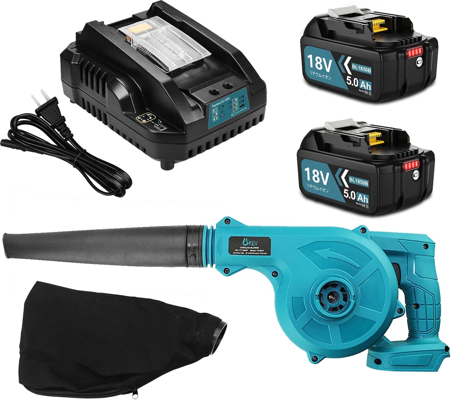 Amazon | ブロワー 充電式 6.0Ah 互換 マキタ 18V バッテリー 二個 +