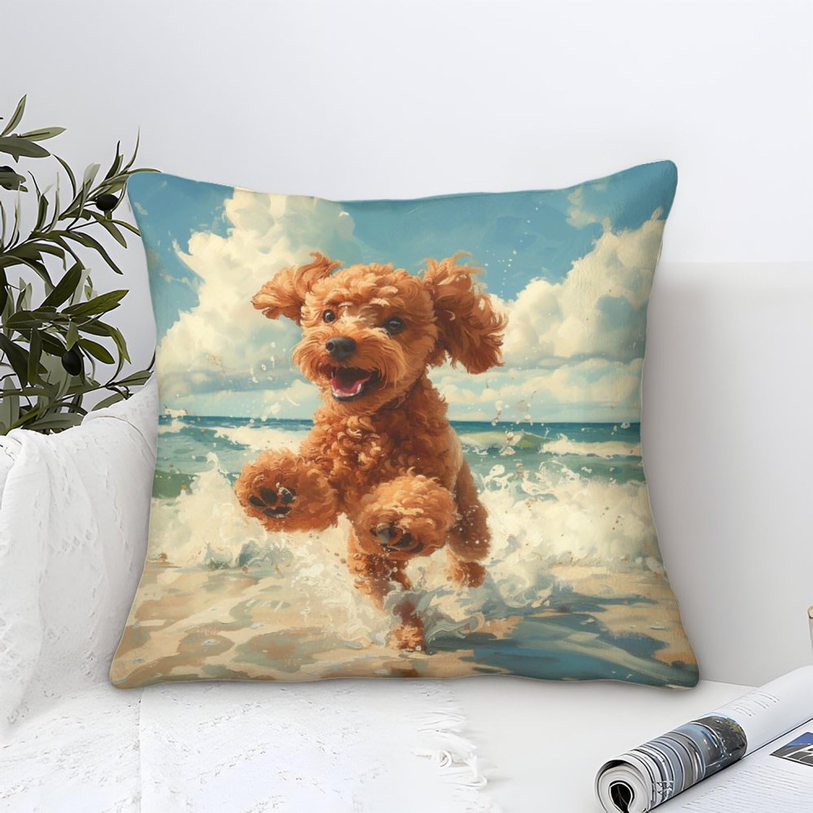 Lkbasoegd Style-1 3D Printed Cockapoo Square Pillowcases Square Throw Pillow Decorative Super Soft Pack Of 1 For Sofa Couch Bed 45X45cm