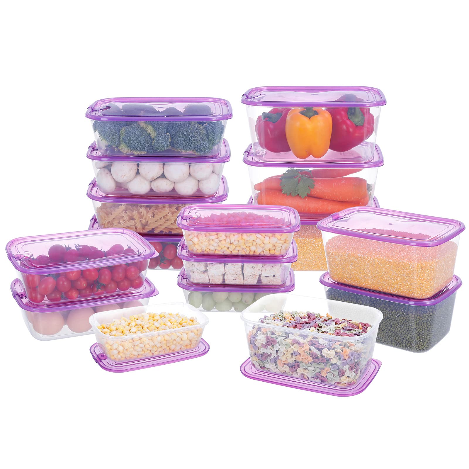【16 PACK】Large Capacity Food Storage Containers Set with Lids,Total 750OZ,EASYLOCK Transparent Meal Prep Containers,BPA Free