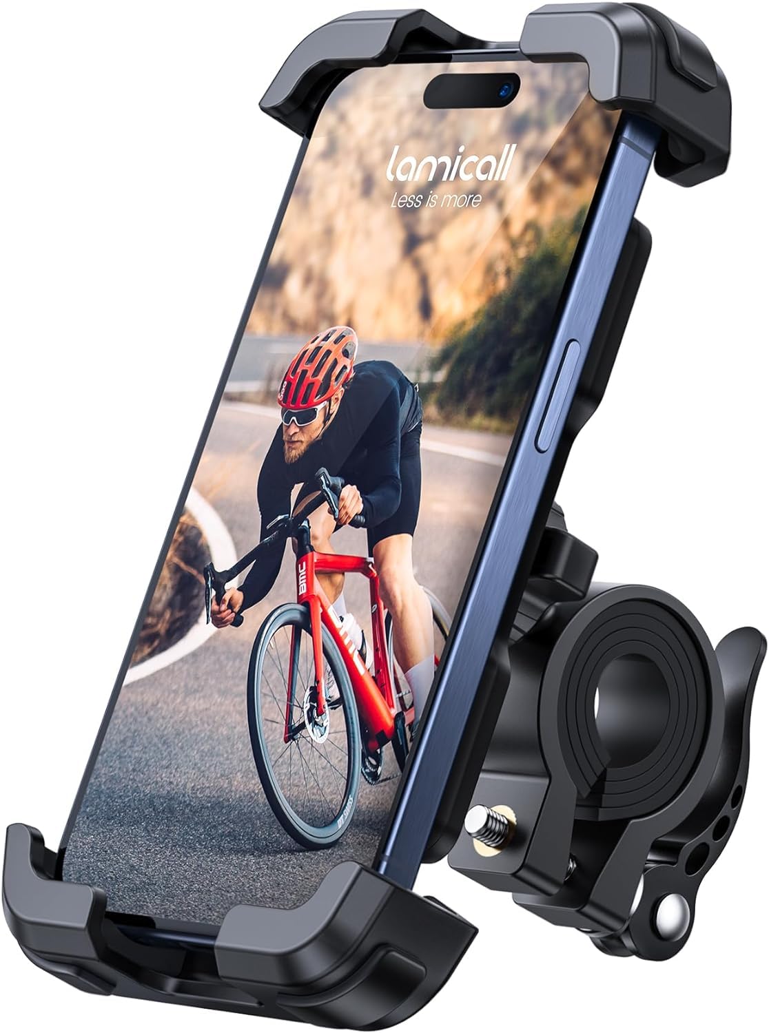 Motorcycle Phone Mount, Bike Holder - Upgrade Adjustable Cell Holder, Bicycle Scooter Handlebar Cradle Clip for iPhone 15 Pro Max/Plus, 14, Galaxy S22 and 4.7-6.8" Phone