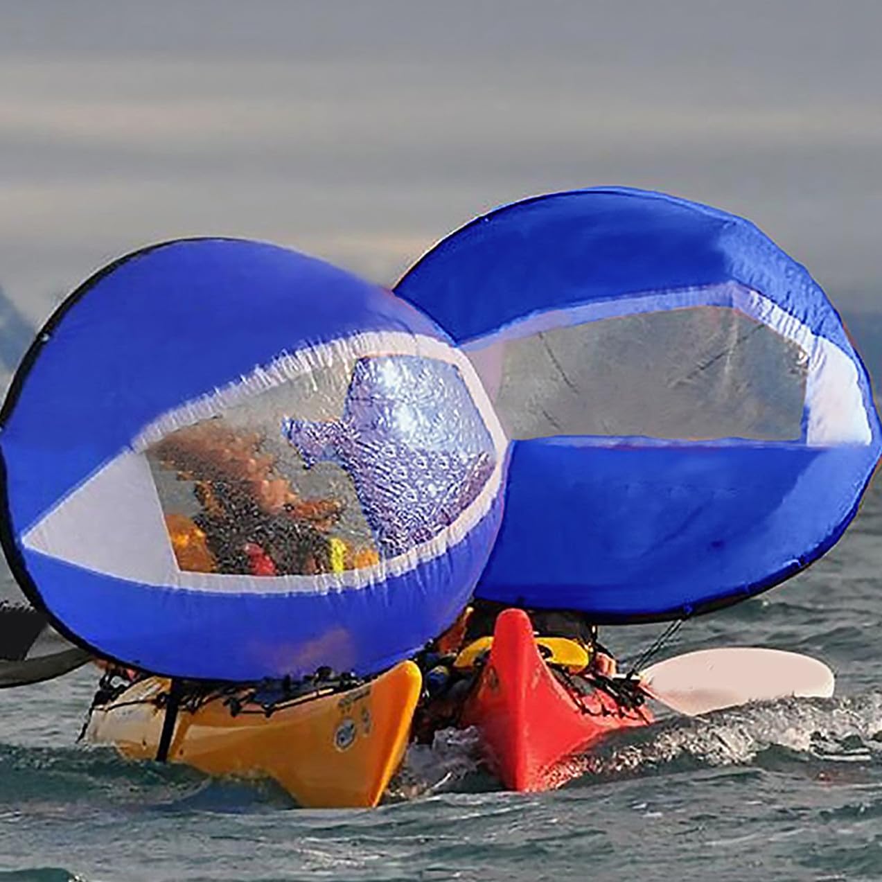 ifundom Voile De Kayak Pop-up 42 Pouces Bleu, Voile De Canoë Résistante Et Compacte, Accessoire Pliable Facile à Installer, Protection Solaire pour Navigation en Kayak Et Canoë